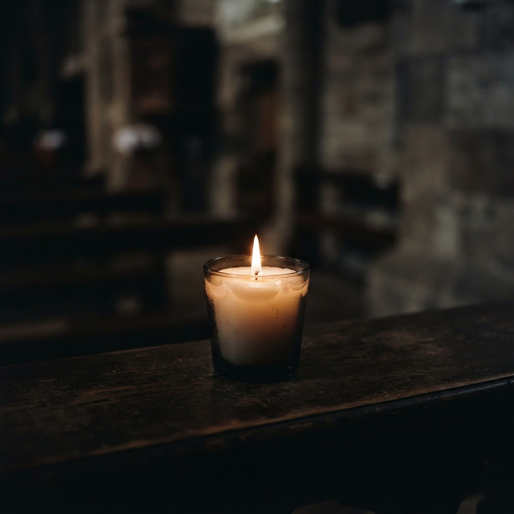 Una vela encendida que evoca recogimiento y memoria